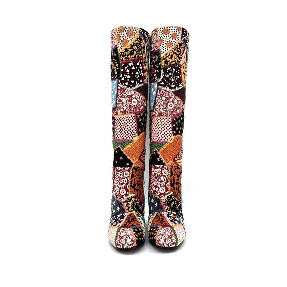 NEW Dior Diorage Patchwork Embroidered Beaded Peace Love Knee High Boots 36.5 - Picture 6 of 11